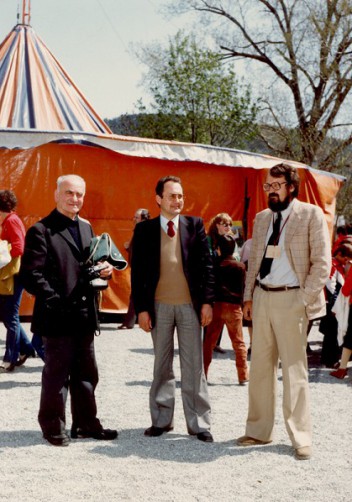 Le curé R. Maquignaz, Louis Martin et Alexis Bétemps, 1982