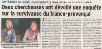 Le Dauphiné Libéré, article du 18 novembre 2017
